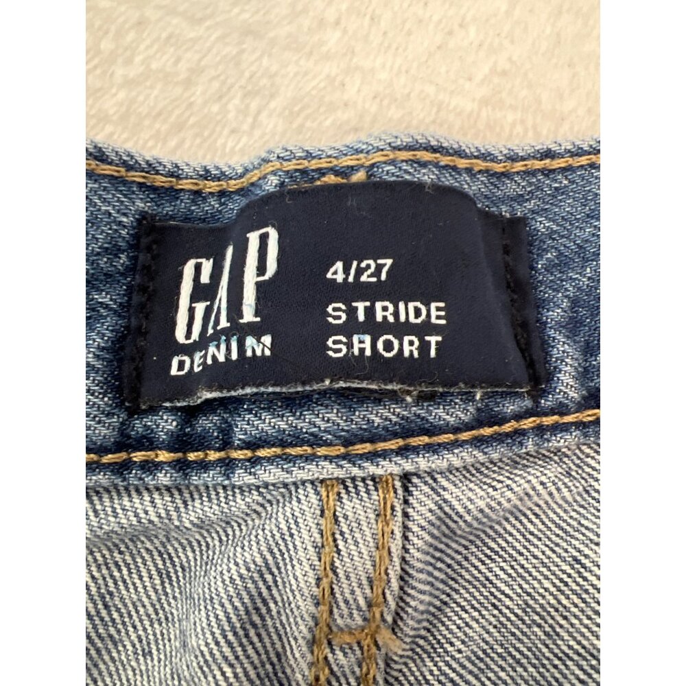 GAP Low Stride Shorts 4/27 Womans Blue Denim Raw Hem Light Wash Destroyed - Picture 3 of 5